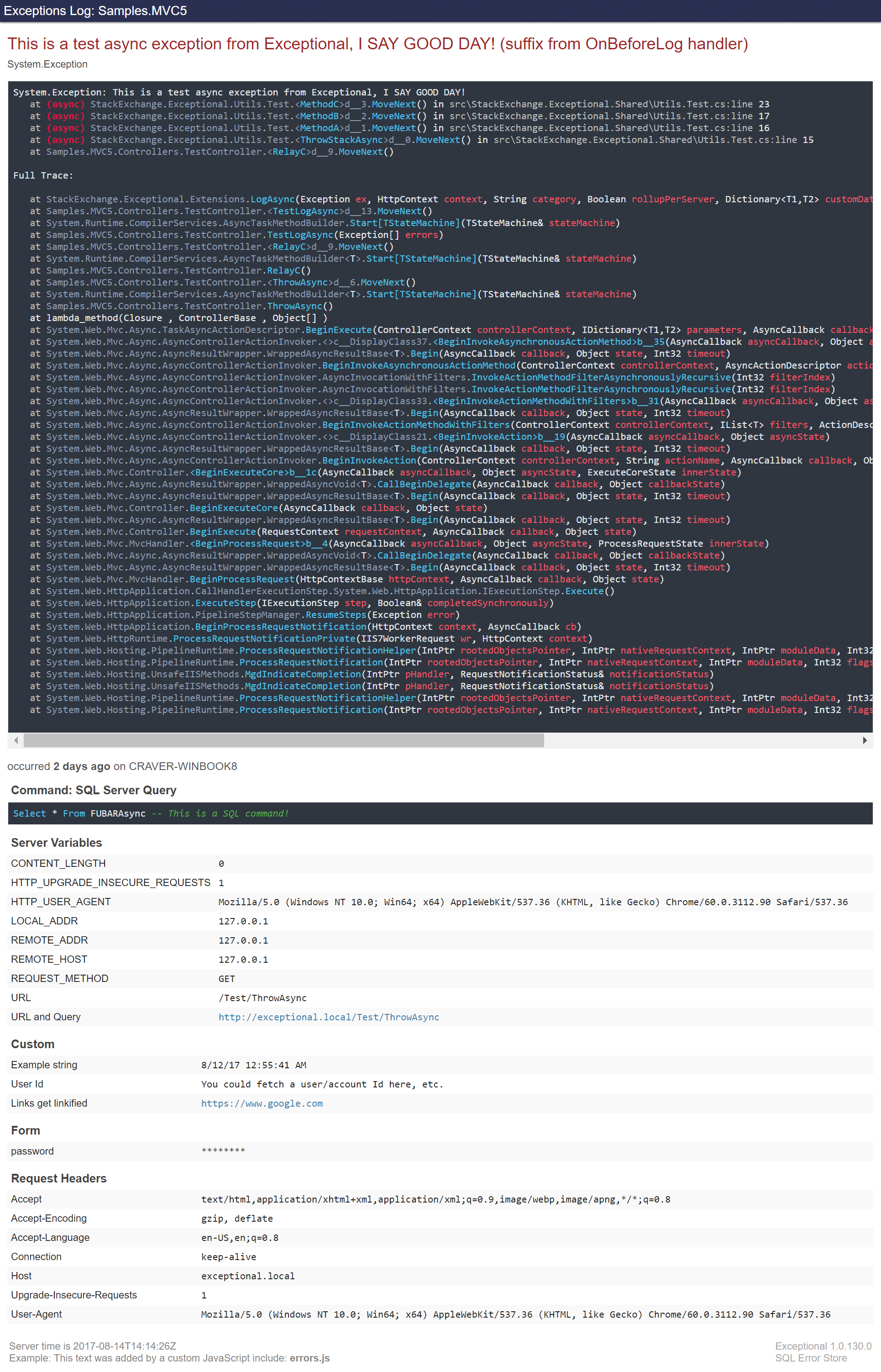 Error list